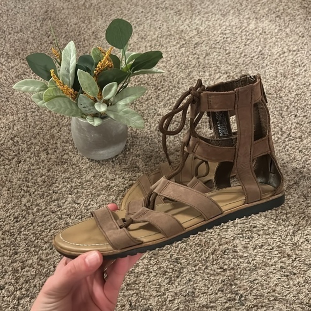 Sorel Brown Lace-Up Gladiator Sandals